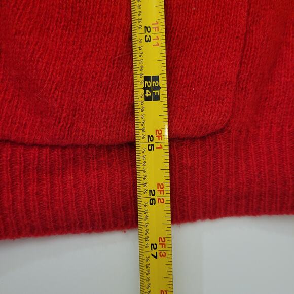 BraunStyle Vintage Red Cardigan Size M Lambswool-Blend Holiday Festive Sweater - Picture 8 of 8